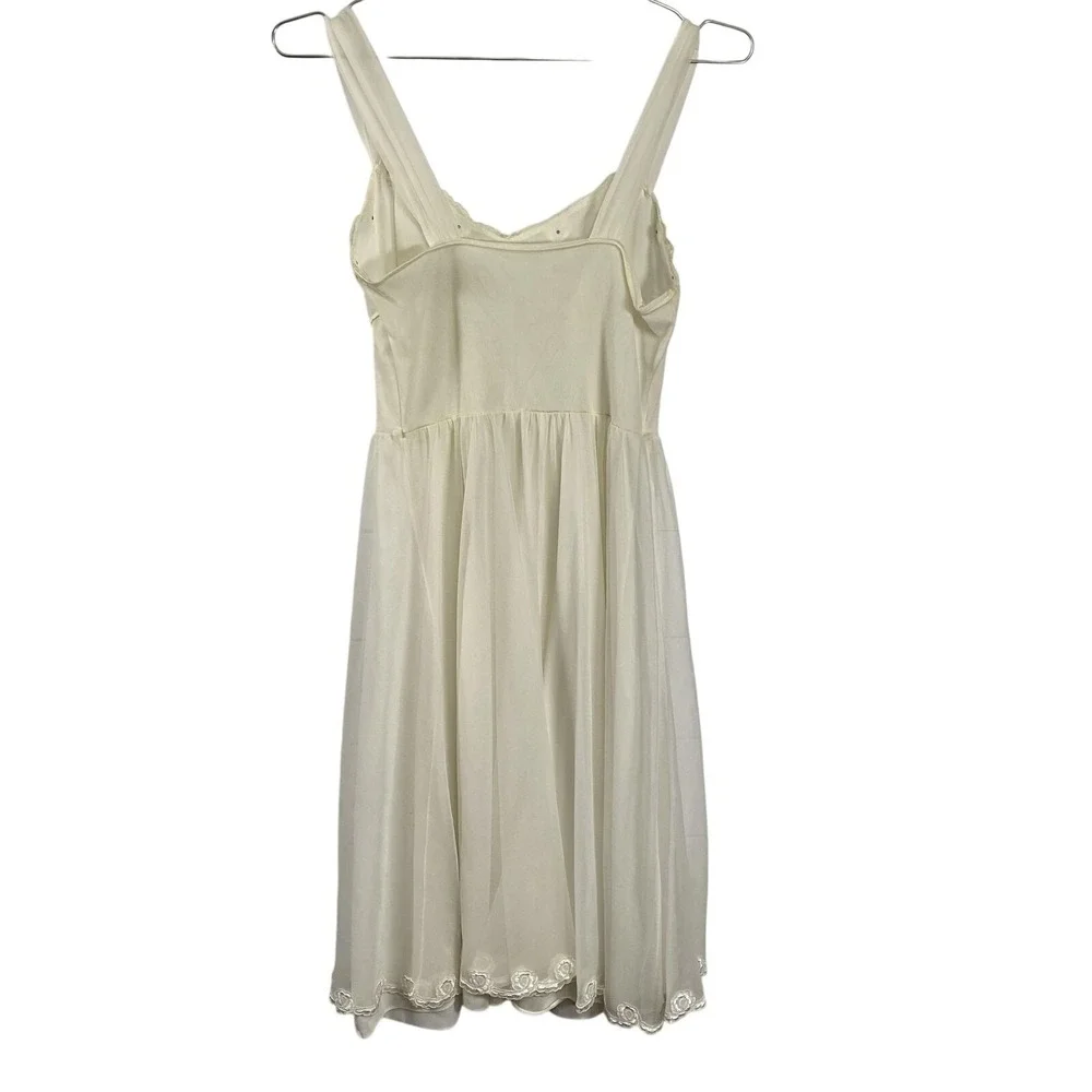 Vintage Sheer Peignoir Set Womens Medium Ivory Nightgown‎ Robe Lace Pearl 60s